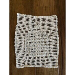 Vintage Handmade Crochet Ecru Ladybug Filet